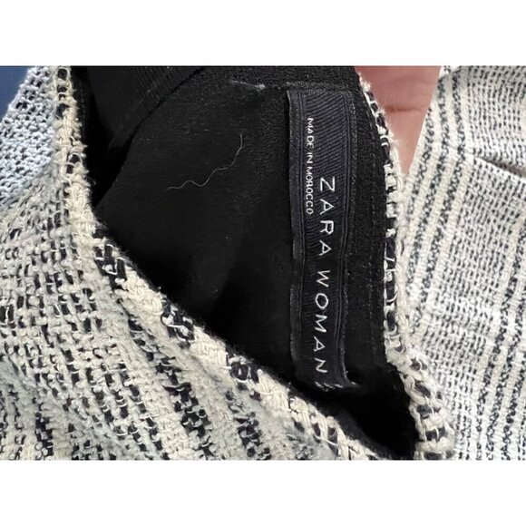 Zara Womens Black & White Striped Short-Sleeve Dress Small Tweed - Picture 8 of 13